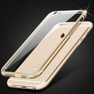 Apple iphone 6 4.7 / i6 Plus 5.5 Metal Aluminum + Clear Transparent Acrylic Hard Back Cover Armor Shockproof