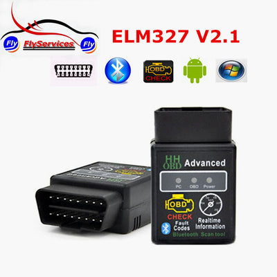 Advanced MINI ELM 327 V2.1 Black Bluetooth OBD2 Car CAN Wireless Adapter Scanner Tool