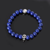 8mm natural stones skull bracelet