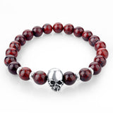 natural stones skull bracelet- Many colors to choose