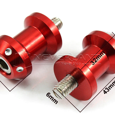 2pcs 8mm Motorcycle Stands Screw Swingarm Spools For Yamaha YZF R1 R6 R6S FZ6 FZ8 XJR 1300 Red