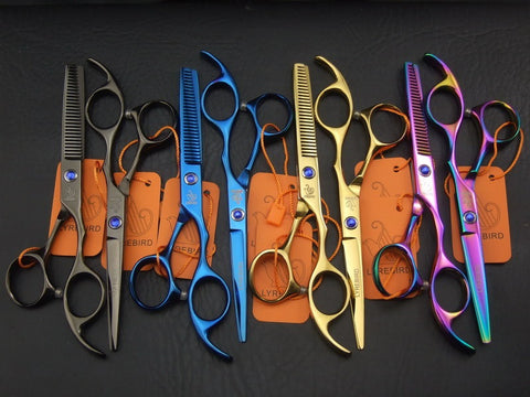 Hair scissors hairdressing scissors Lyrebird 5.5 INCH or 6 INCH Rainbow or Golden or Black or Blue Simple packing 1SET