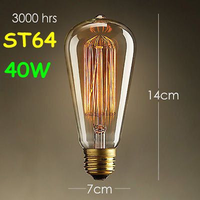 Retro Incandescent Vintage Light Bulb ST64 DIY Handmade Edison Bulb Fixtures,E27/220V/40W lamp Bulbs For Pendant Lamps
