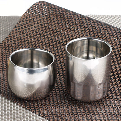 Double Layer Tea Cup Wine Cup Scald-proof Tea Mug Stainless Steel