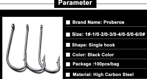 100PC  Big Fish hook 9255-1#-8/0# JIG Hook