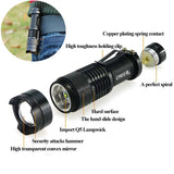 Mini Black CREE 2000LM Waterproof LED Flashlight 3 Modes Zoomable
