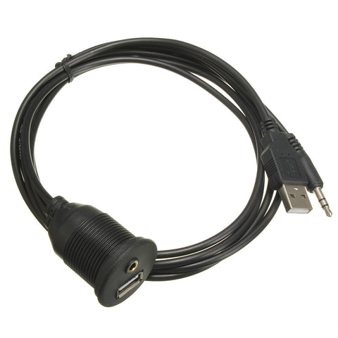 3.5mm USB 2.0 AUX Socket Extension Lead Panel Cable