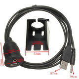3.5mm USB 2.0 AUX Socket Extension Lead Panel Cable