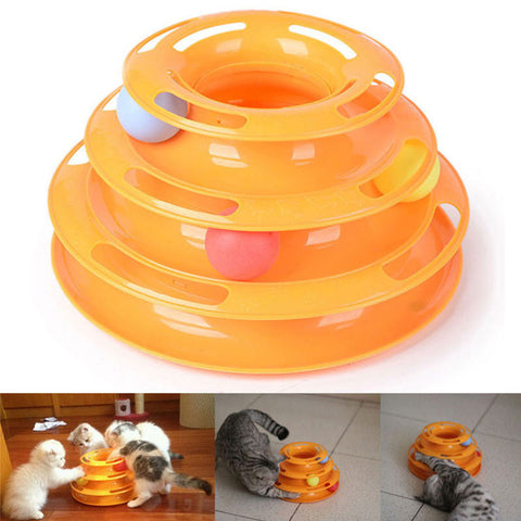 Dog Cat Toys Three Tower Of Tracks Turntable Ball