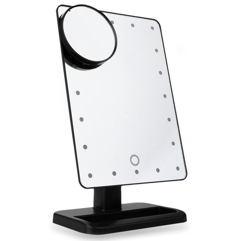 Adjustable Vanity Tabletop Lamp 20 LEDs Lighted LED Touch Screen Mirror Makeup Portable Mirror Luminous 180 Rotating Mirror