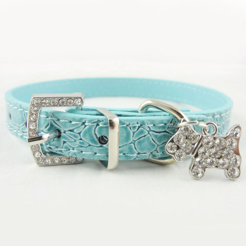 PU Leather Dog Collar Rhinestone Puppy Buckle Puppy Charm Pet Collars