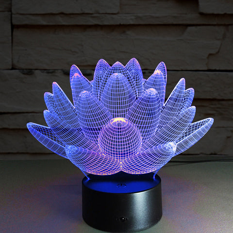 7 color changing Touch Lotus 3D colorful night light