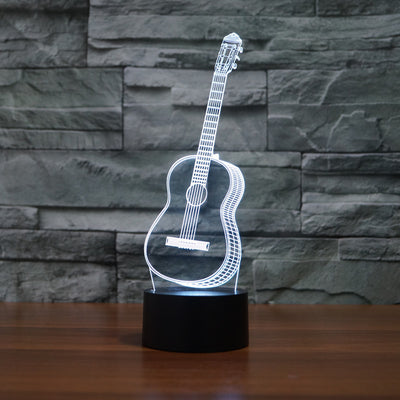 3D Visual Ukulele guitar Model Illusion Lamp LED 7 Color changing Novelty Bedroom Night Light