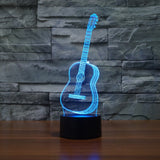 3D Visual Ukulele guitar Model Illusion Lamp LED 7 Color changing Novelty Bedroom Night Light