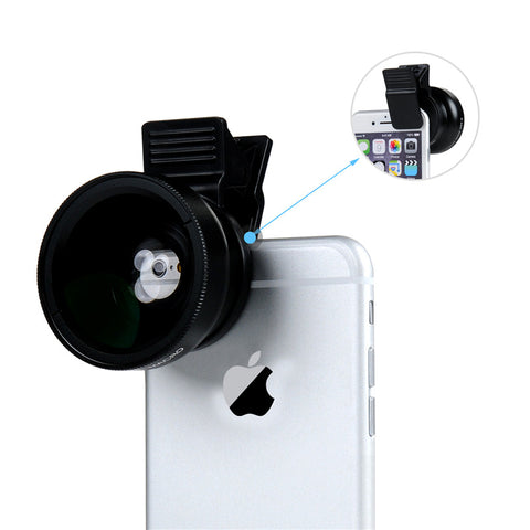 Phone Camera Lens 2 in 1 Professional HD Camera Lens Kit [0.45X Wide Angle+12.5X Macro] Clip-on Design for Smartphone