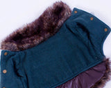 Denim Dog Clothes Winter Fur Collar Dog Coat Thick Warm Pet Clothes Jeans