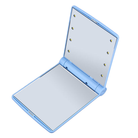Led Makeup Mirror Lady Makeup Cosmetic Folding Portable Compact Pocket Mirror 8 LED Lights