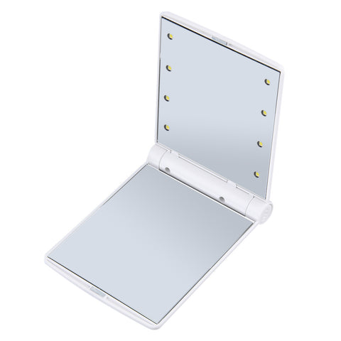 Led Makeup Mirror Lady Makeup Cosmetic Folding Portable Compact Pocket Mirror 8 LED Lights