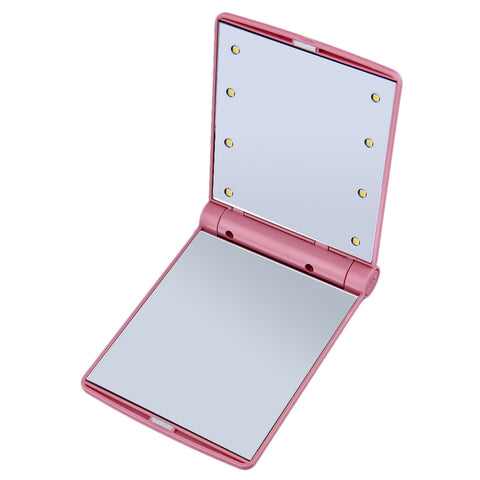 Led Makeup Mirror Lady Makeup Cosmetic Folding Portable Compact Pocket Mirror 8 LED Lights