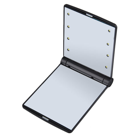 Led Makeup Mirror Lady Makeup Cosmetic Folding Portable Compact Pocket Mirror 8 LED Lights