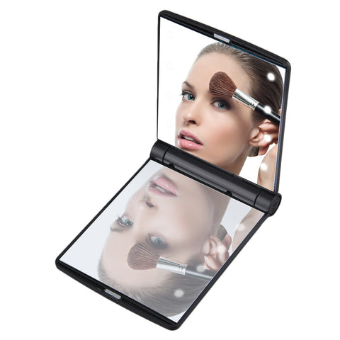 Led Makeup Mirror Lady Makeup Cosmetic Folding Portable Compact Pocket Mirror 8 LED Lights