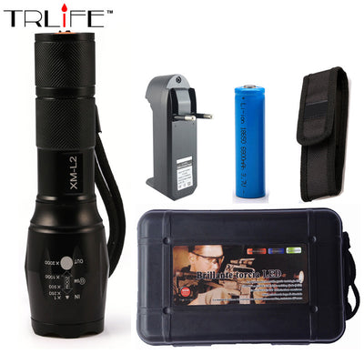 XM-L2 6000LM Tactical Flashlight Torch Zoom 3xAAA or 1x 18650 Rechargeable Battery