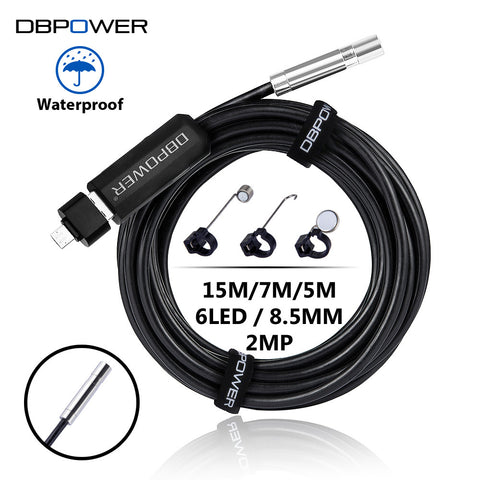 2 MP USB Endoscope 15M/7M/5M 8.5MM 6LED Lens HD Inspection Mini Camer Borescope Snake Video Cam Night Vision With OTG