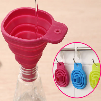 High Quality 1pc New Mini Silicone Gel Foldable Collapsible Style Funnel