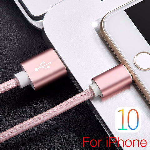 20cm / 100cm Super Strong Leather Metal Plug Micro USB Cable for iPhone 6 6s Plus 5s 5 iPadmini / Samsung / Xiaomi