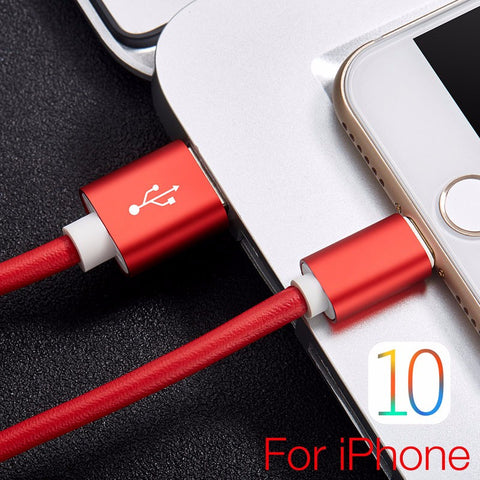 20cm / 100cm Super Strong Leather Metal Plug Micro USB Cable for iPhone 6 6s Plus 5s 5 iPadmini / Samsung / Xiaomi
