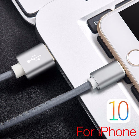 20cm / 100cm Super Strong Leather Metal Plug Micro USB Cable for iPhone 6 6s Plus 5s 5 iPadmini / Samsung / Xiaomi