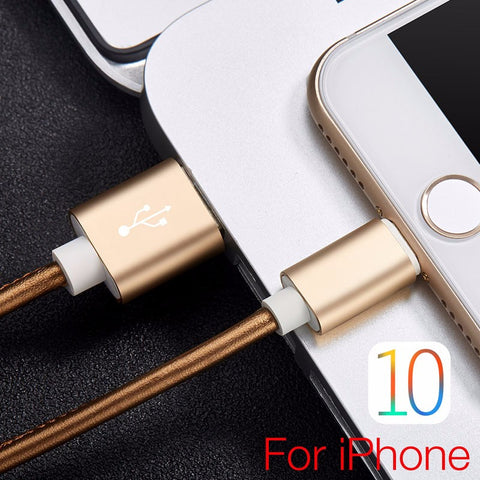 20cm / 100cm Super Strong Leather Metal Plug Micro USB Cable for iPhone 6 6s Plus 5s 5 iPadmini / Samsung / Xiaomi