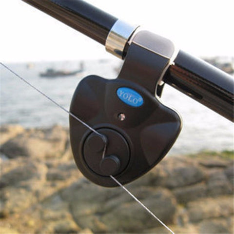 LED Light Fish Bite Black Sound-light Alarm Bell Clip On Fishing Rod