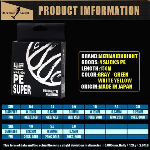 4 Braided Fishing Line - Length:150m/165yds, Diameter:0.1mm-0.4mm,size:6-60lb