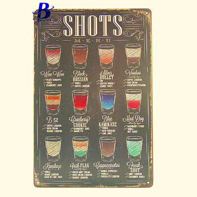 SHOTS Vintage shop sign style made from 24 gauge metal with rusted corners look