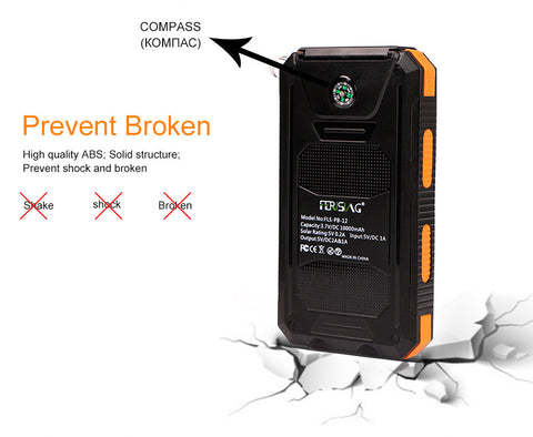 Solar Power Bank 10000mAh Waterproof