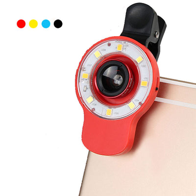 9 in 1  Multifunctional Selfie Mini LED Retina Flash with Universal  Clip on Fisheye Fish eye Wide Angle Macro Mobile Phone Lens