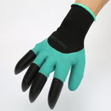 1 Pair Rubber Polyester Builders Garden Work Latex Gloves 4 ABS Plastic Claws High Quality