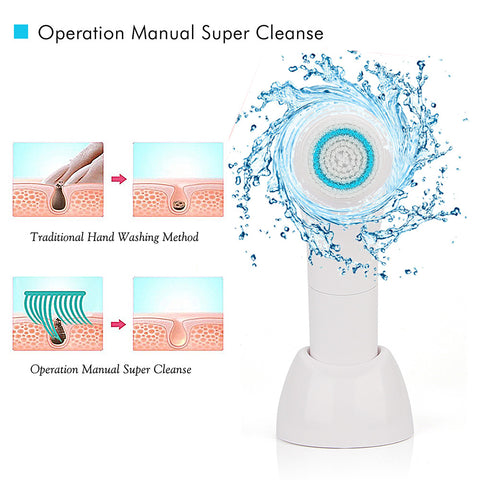 Sonic Vibrations Facial Cleansing Brush Waterproof Electric Ultrasonic Exfoliation Brush