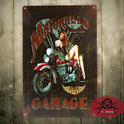 Motorhead Garage Made In The USA Vintage Metal Tin Sign
