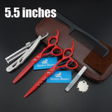 5.5 inches Professional Hair Scissors set ,Straight & Thinning barber shears,with razor, comb, oil, case