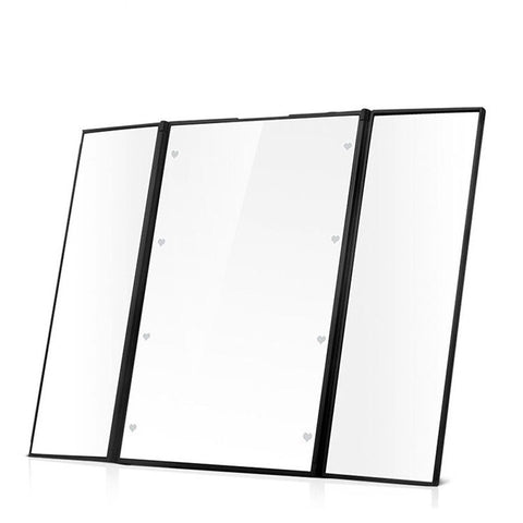Tri-Fold Illuminated  LED Lighted Vanity Mirror Makeup Wide View Portable Travel Pocket Compact Led Mirror
