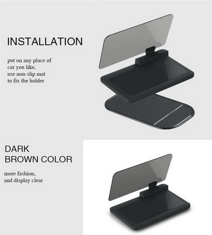Universal H6 Smartphone Projector HUD Head Up Display Holder Car GPS Navigator Car Mount Stand Phone Holder Black Non-slip Mat