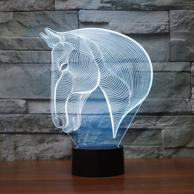 Horse 3D Illusion LED Night Lights Colorful Acrylic Table Lamp