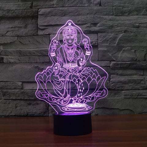 3D four hand statue of Buddha night lamp
