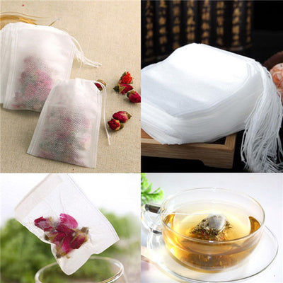 New Teabags 100Pcs/Lot 5.5 x 7CM Empty Tea Bags With String Heal Seal Filter Paper for Herb Loose Tea