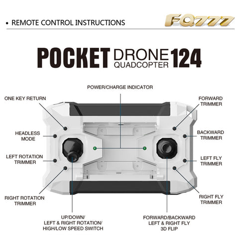 124 RC Drone Micro Pocket Drone 4CH 6Axis Gyro Switchable Controller Mini quadcopter