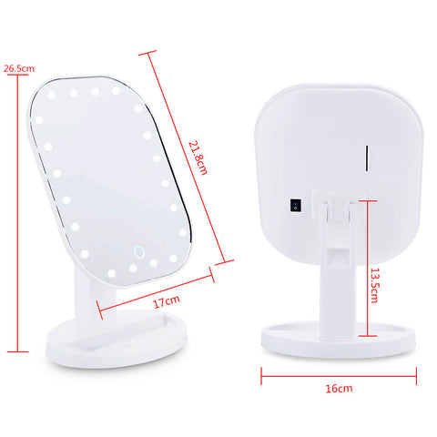 Touch Screen Makeup Mirror 20 LED Light 180 Rotating Mirror Women Cosmetic Professional Vanity Mirror Free 10X Magnifier