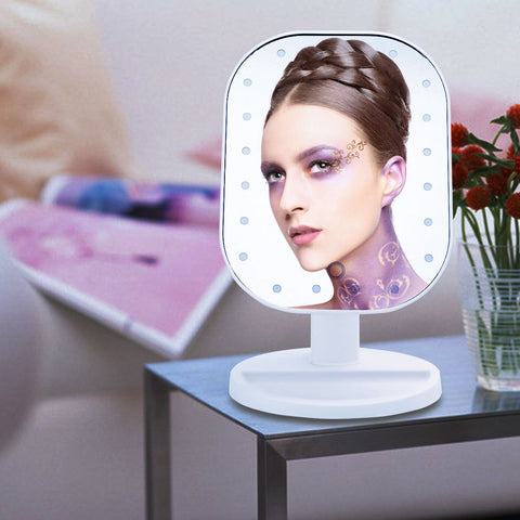 Touch Screen Makeup Mirror 20 LED Light 180 Rotating Mirror Women Cosmetic Professional Vanity Mirror Free 10X Magnifier