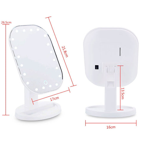 Touch Screen Makeup Mirror 20 LED Light 180 Rotating Mirror Women Cosmetic Professional Vanity Mirror Free 10X Magnifier